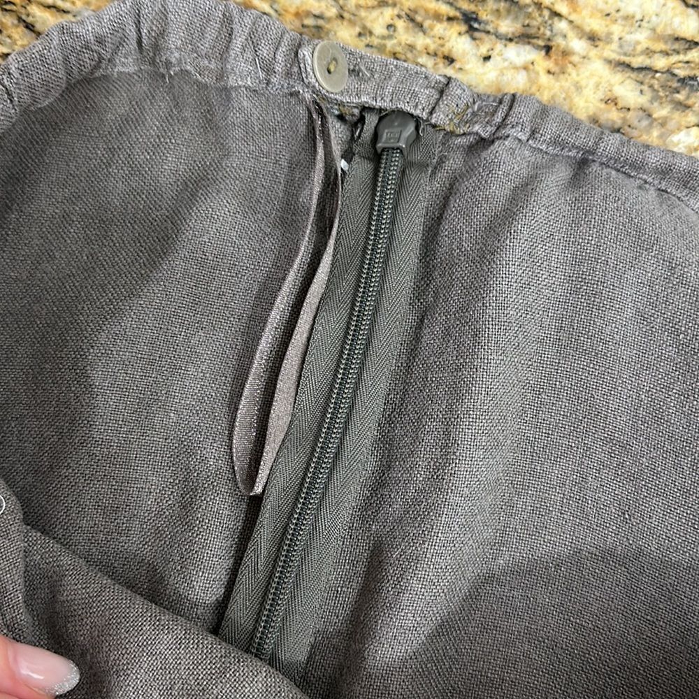 Eileen Fisher Brown Linen Wide Leg Mid Rise Pants Size M - Picture 10 of 13